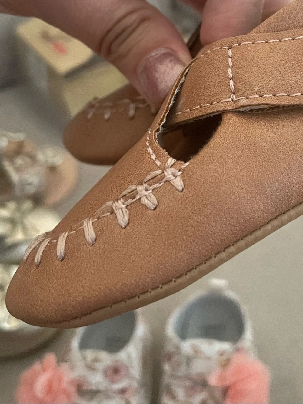Old Navy Tan Baby Moccasin Mary Jane Shoes